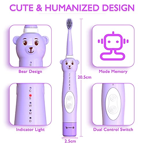 Kids Sonic Electric Toothbrush - Green+8 Heads 2 Min Timer