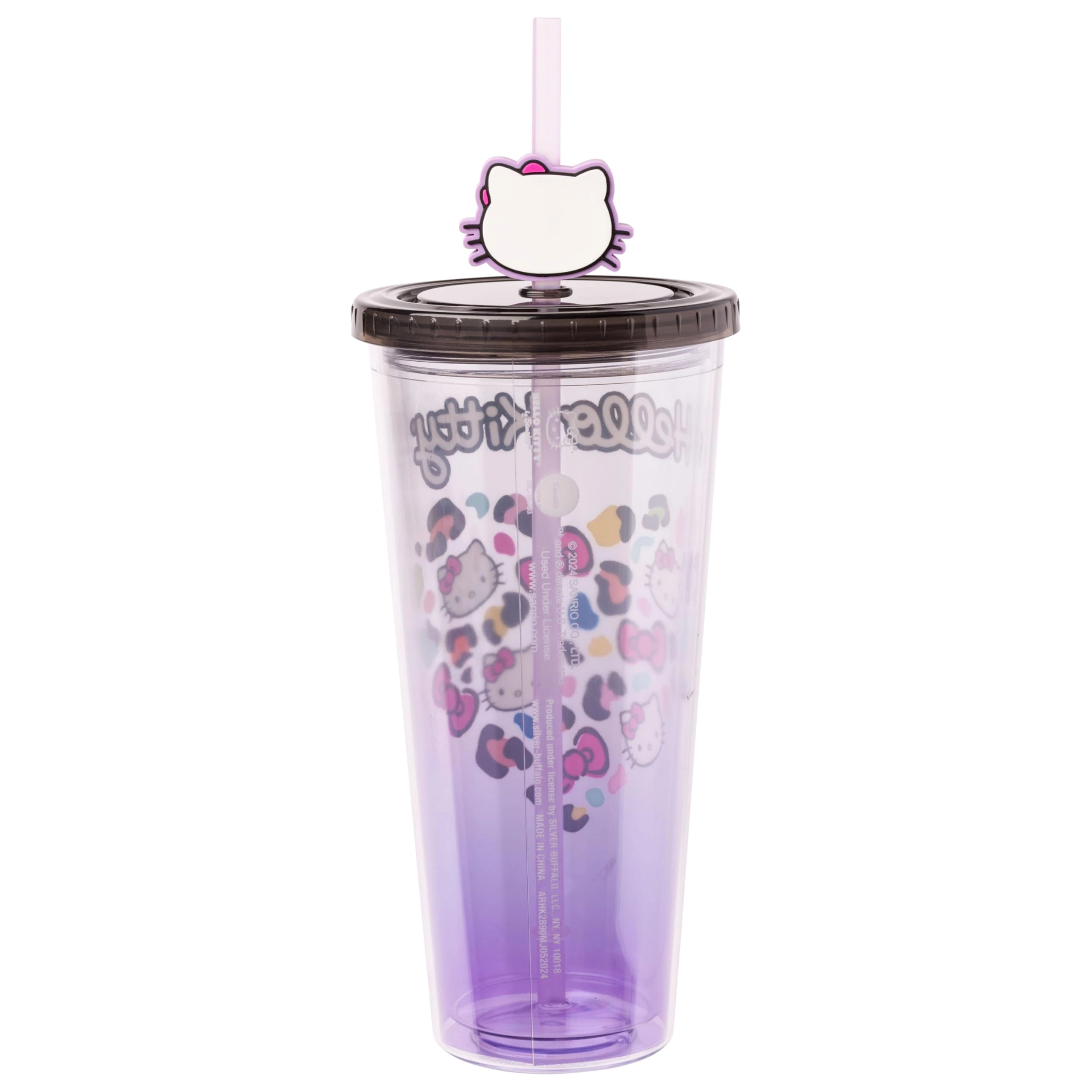 Hello Kitty Reusable Cup - 1 pcs - Leopard Heart