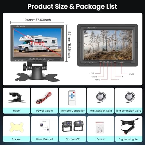 Reversing Camera - Night vision 1280*720P + 7 Inch Monitor - Wired
