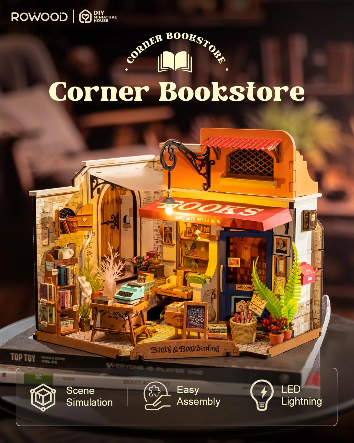 Miniature Dollhouse Bookstore - 1:24