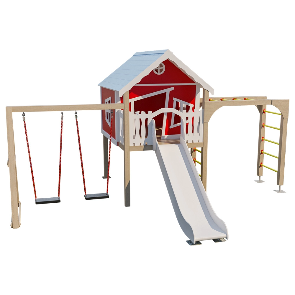 Playhouse - Platform Wall Ramp Slide Swing
