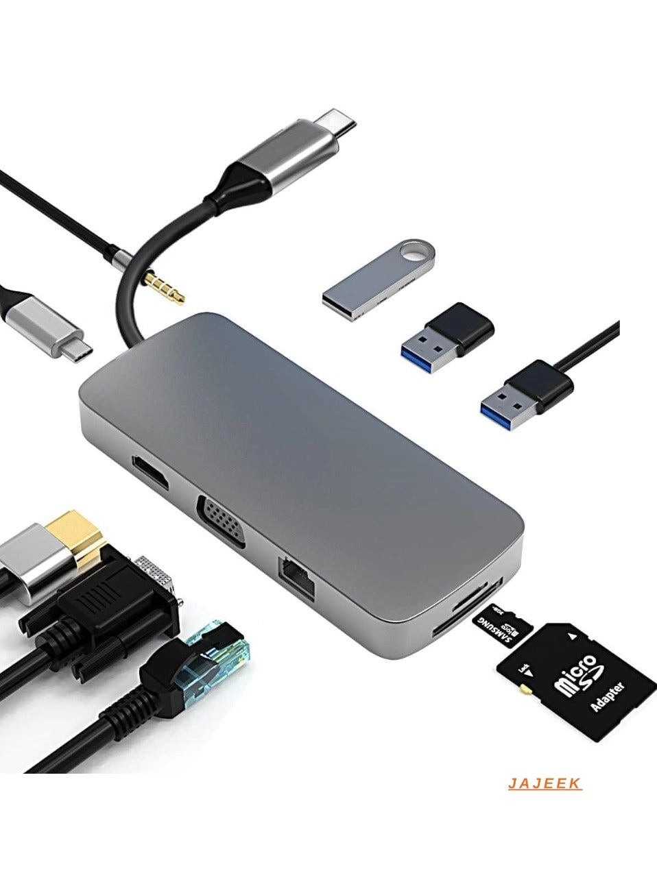 10-in-1 USB C Hub Docking Station - 4K HDMI VGA Ethernet