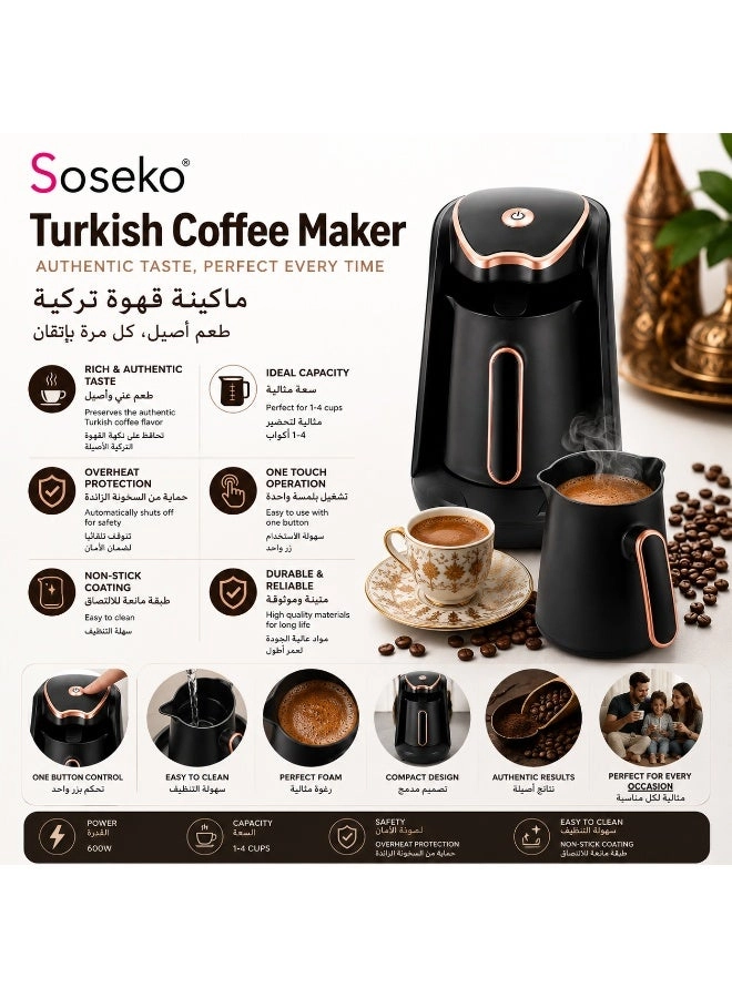 SOSEKO Turkish Coffee Maker - Automatic 1-4 Cup