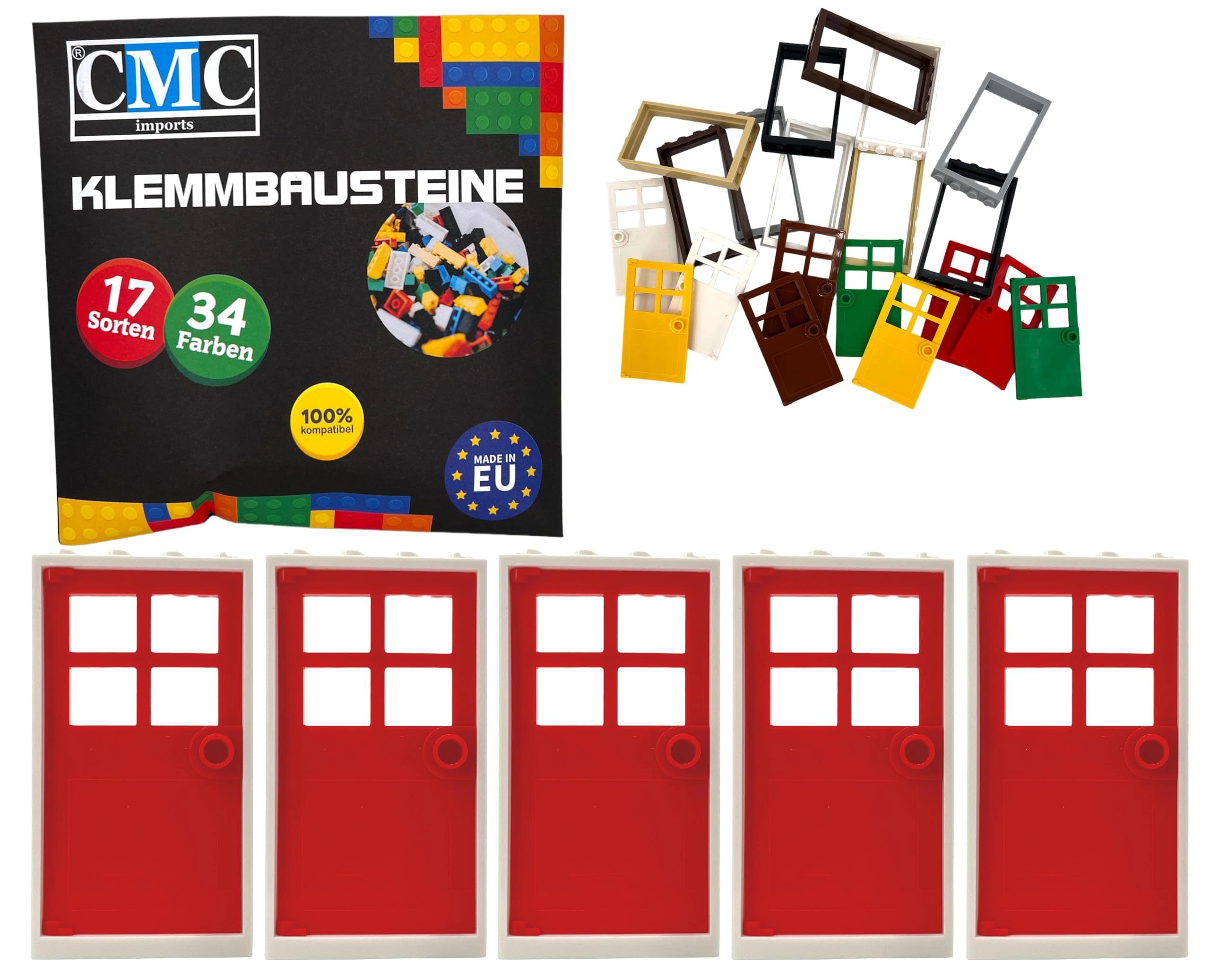 Door Frame - Beige 5 pcs + Door Leaf - Green