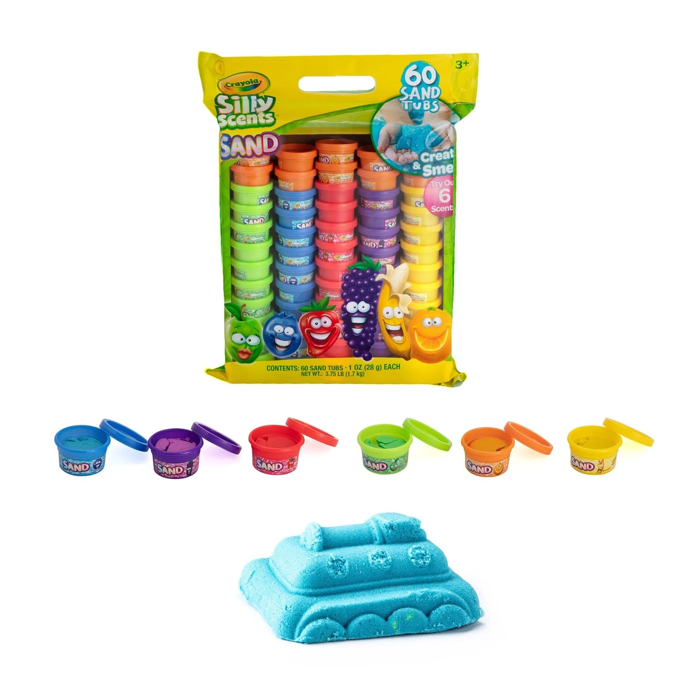 Crayola Silly Scents Play Sand - 60 Mini 1oz Tubs 6 Bright Colors