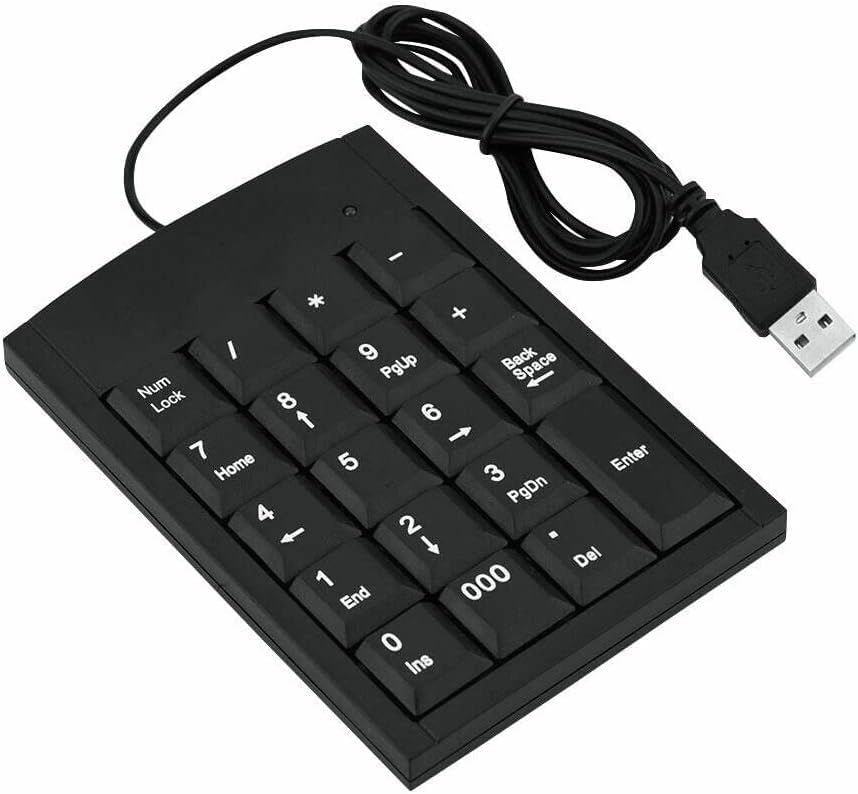 USB Numeric Keypad - 10 Key Black Portable