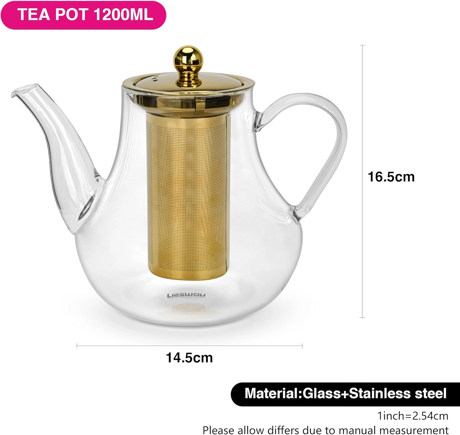 Tea Pot - borosilicate glass 1200ml