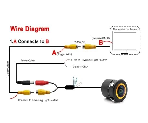 AHD 1080P Gold Lens Brake Light Rear View Reverse Camera - Night vision Wire 1080P