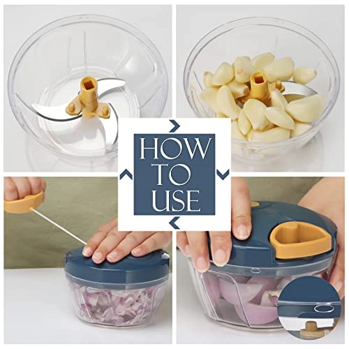 Manual Food Processor - 16.9 Fluid Ounces three blades