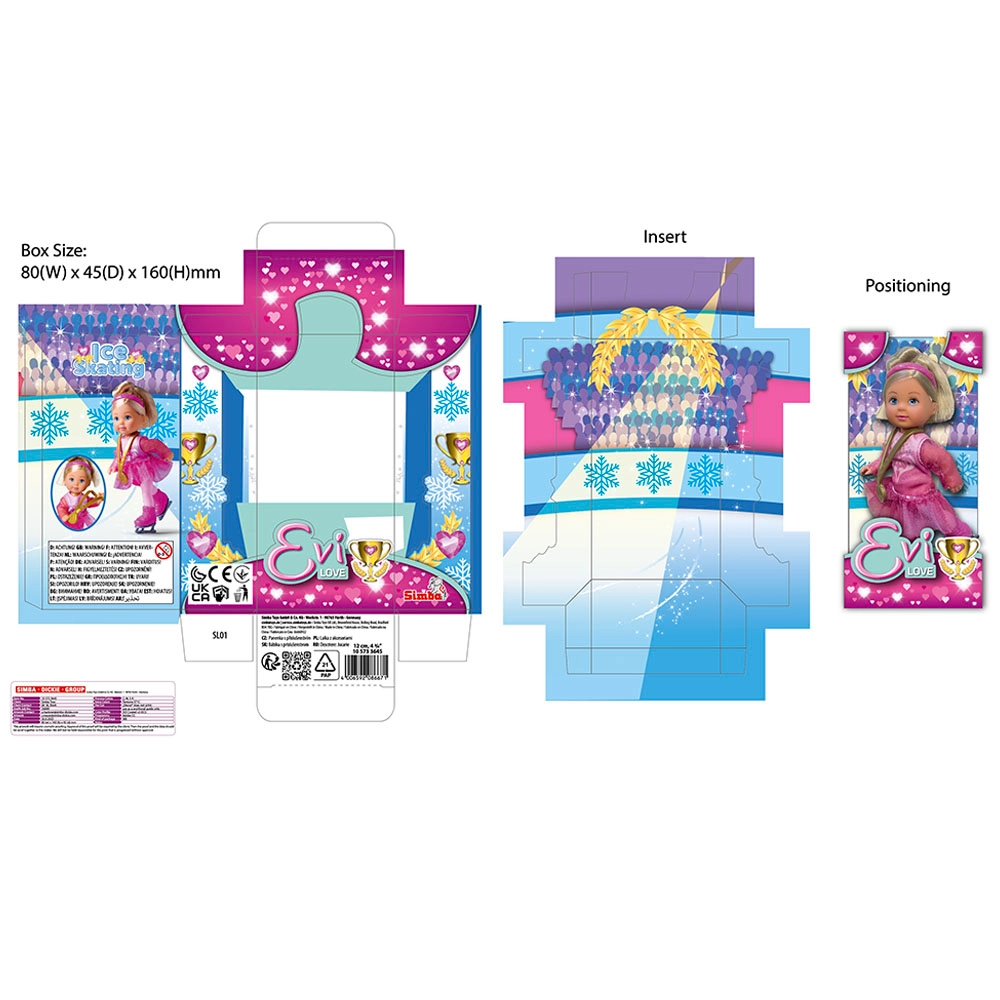 Evi Love Skater Doll - 12 cm Pink Costume