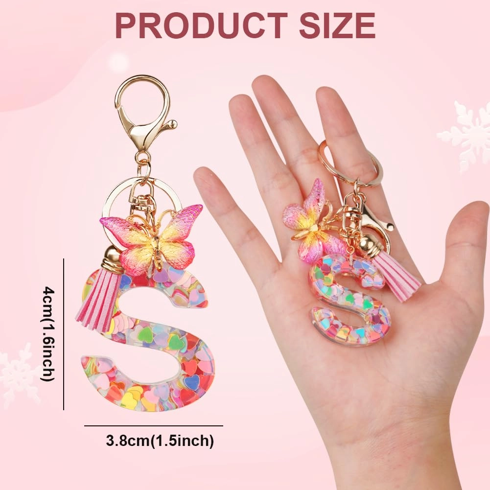 Initial Letter Keychain - Butterfly