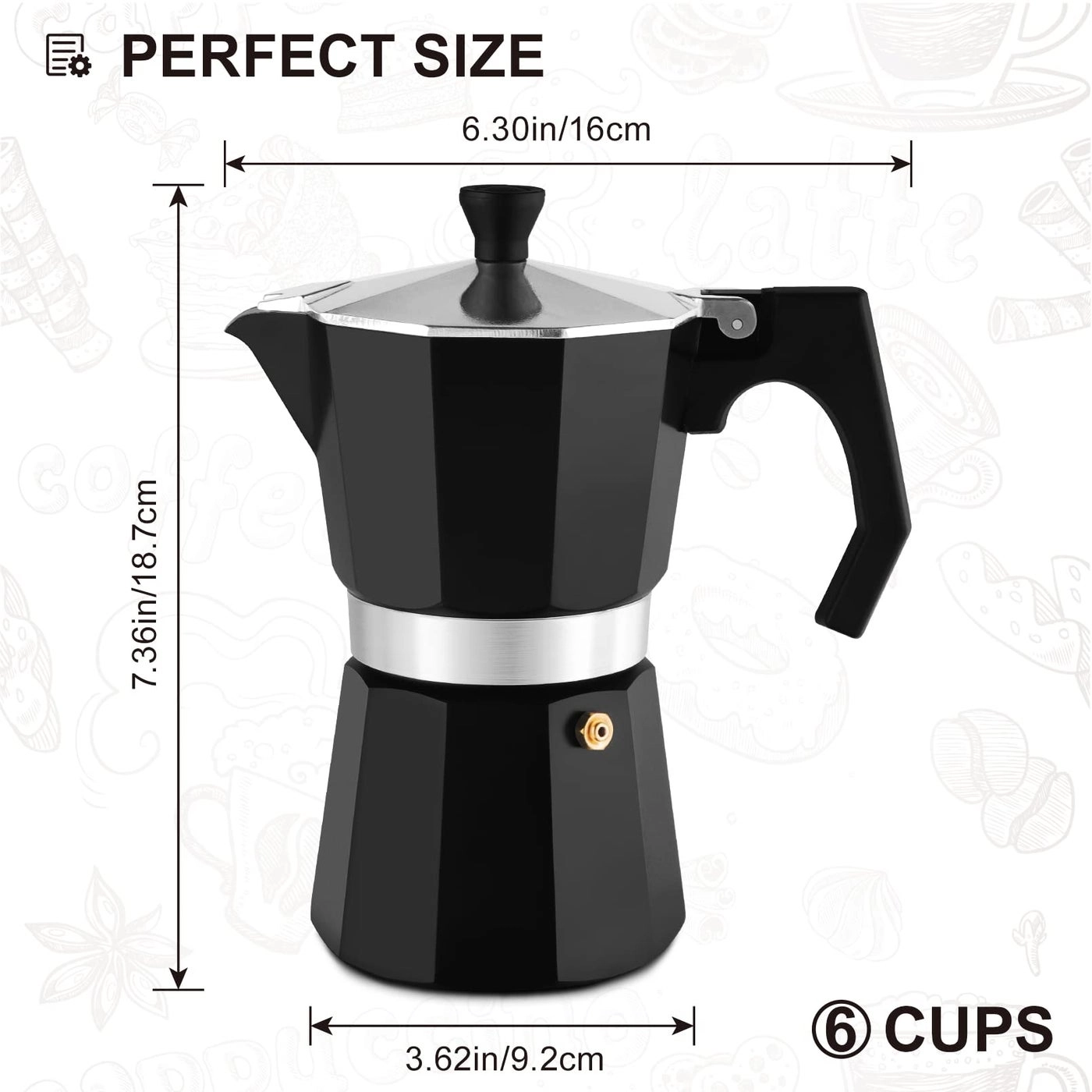 Moka Pot - 6 Cups Stainless Steel Induction