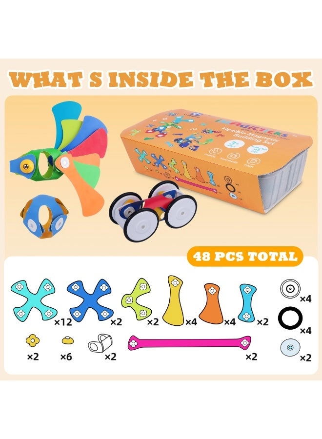 Flexible Magnetic Building Set - BuilderPack 48 count