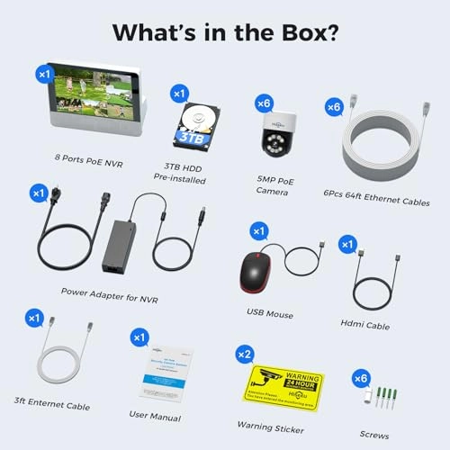 PoE PTZ Camera System - 6 PoE Cameras 16 channels 3K 5MP