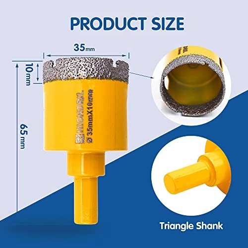 Dry Diamond Core Drill Bit - 35mm Concrete Granite Marble Glass Porcelain Tile Masonry Brick