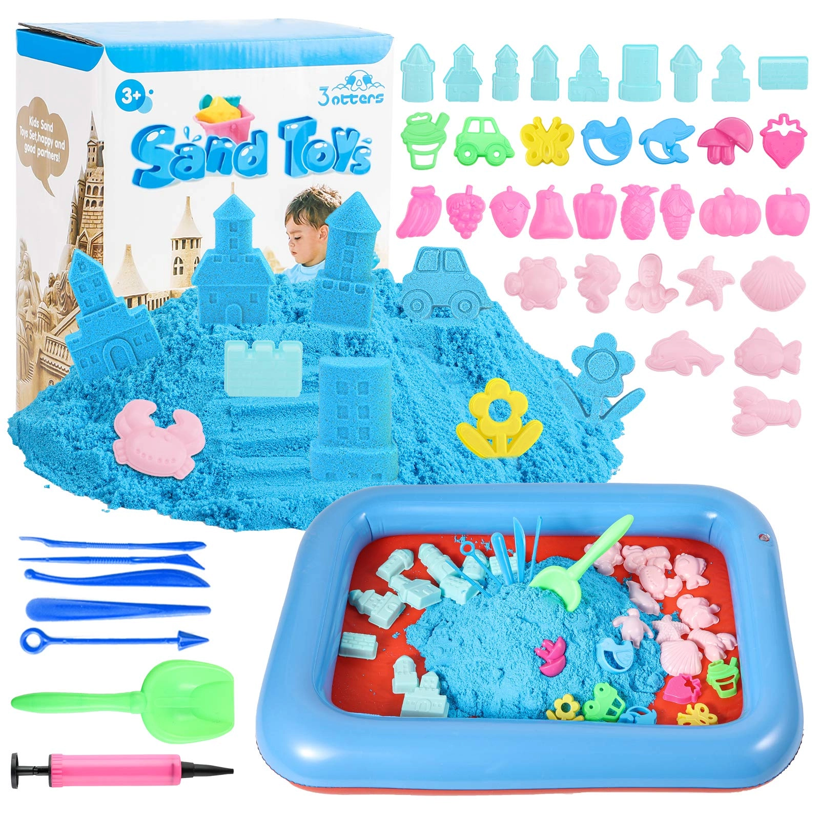 MZA STORES Play Sand and Sand Molds Kit - 4 Lbs 45 Pcs