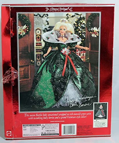 Barbie Happy Holidays Special Edition Doll - Plastic green holly-printed dress Ages 10+