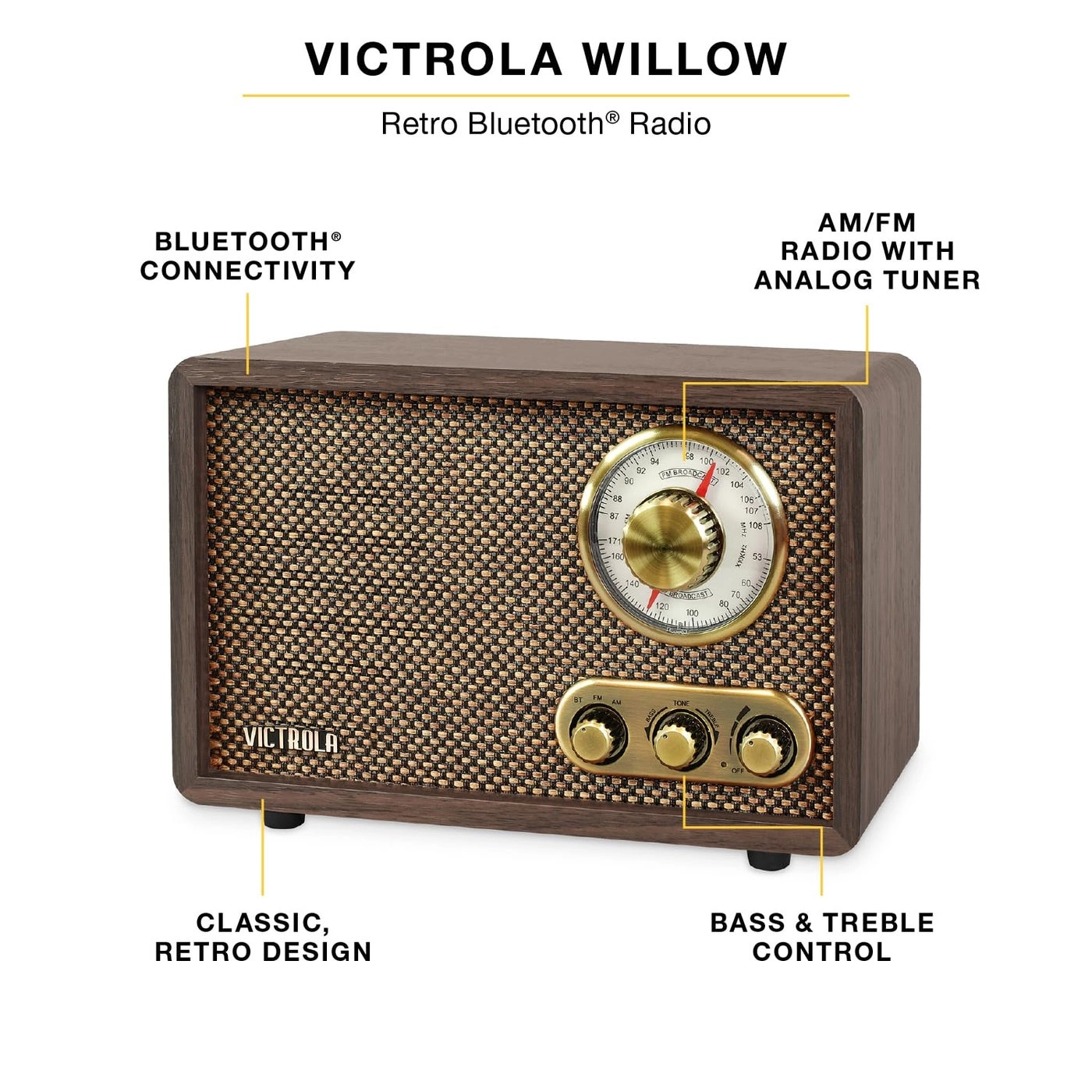 Retro Wood Bluetooth AM/FM Radio