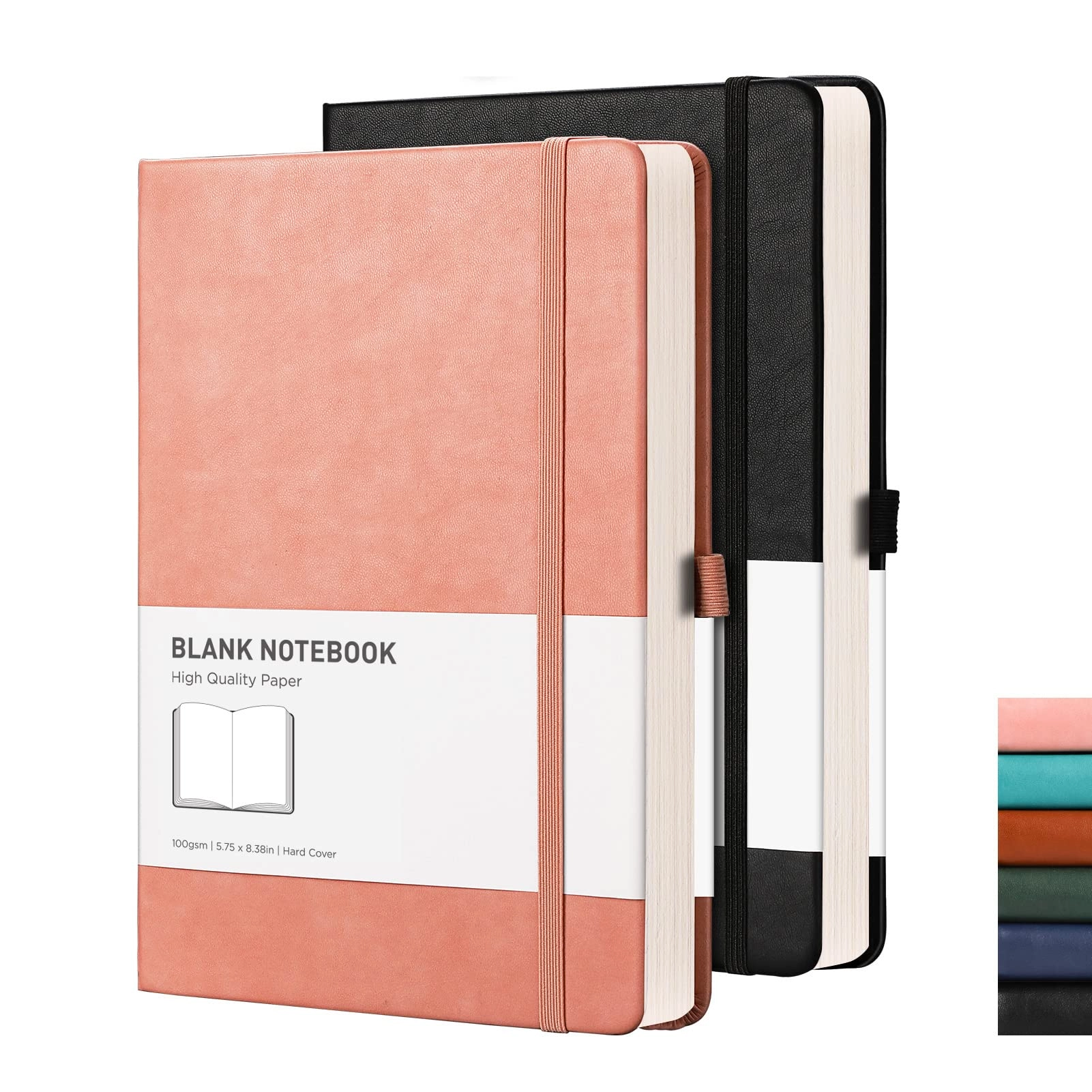 rettacy Blank Notebook A5 Hardcover - Blank 96 Sheets