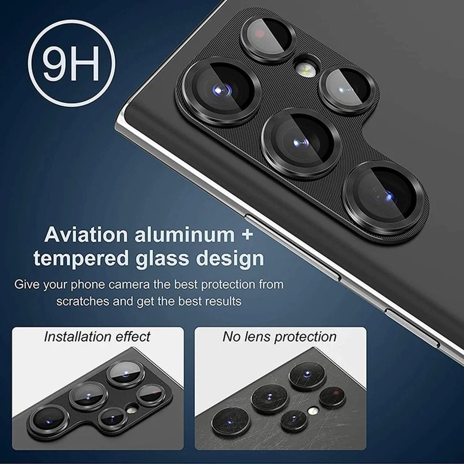 Clear Anti-Scratch Anti-Fingerprint Tempered Glass Screen Protector + Camera Lens Protector + Back Protector for Galaxy S22 Ultra