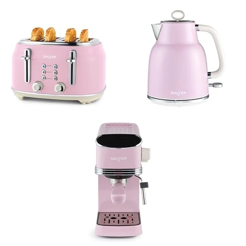 Digital Espresso Machine - 1.35L + Electric Rapid Boil Kettle - 3KW + 4-Slice Toaster - 6 Browning Levels