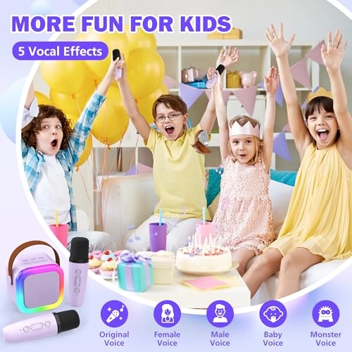 Mini Karaoke Machine - 2 Wireless Microphones