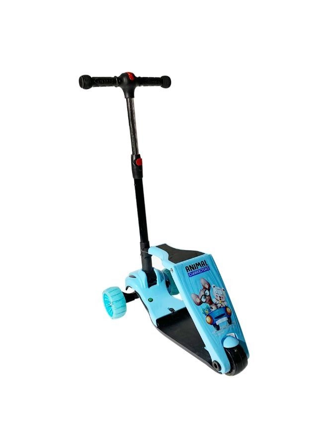 Folded Seat And Adjustable Handlebar 3-Wheel Kick Scooter – LED Foldable