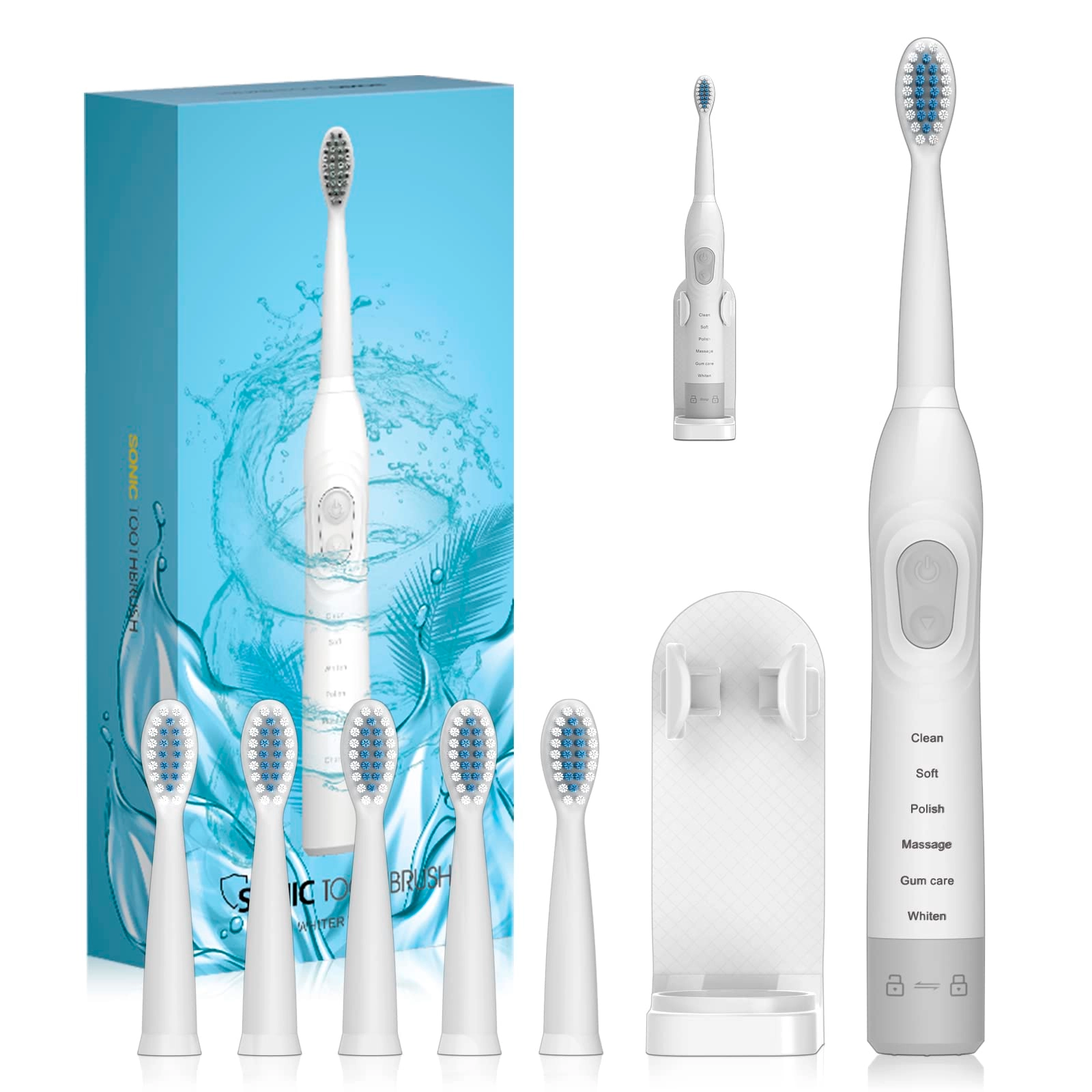 Dinosaur Electric Toothbrush - Kids Sonic Rechargeable 4 Brush Heads