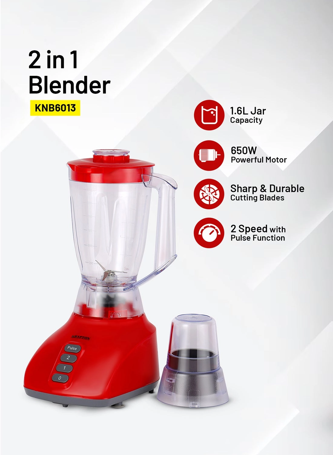 KRYPTON KNB6013N - 2-in-1 Blender 2-Speed with Pulse 2 Years Warranty
