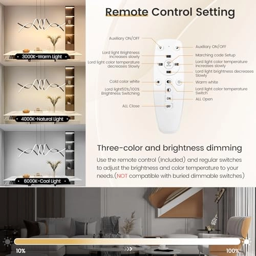 Modern LED Linear & Wave Chandelier - 150cm