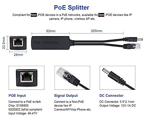 POE Splitter - 24V 15.4W One IEEE802.3 100 Megabits Per Second