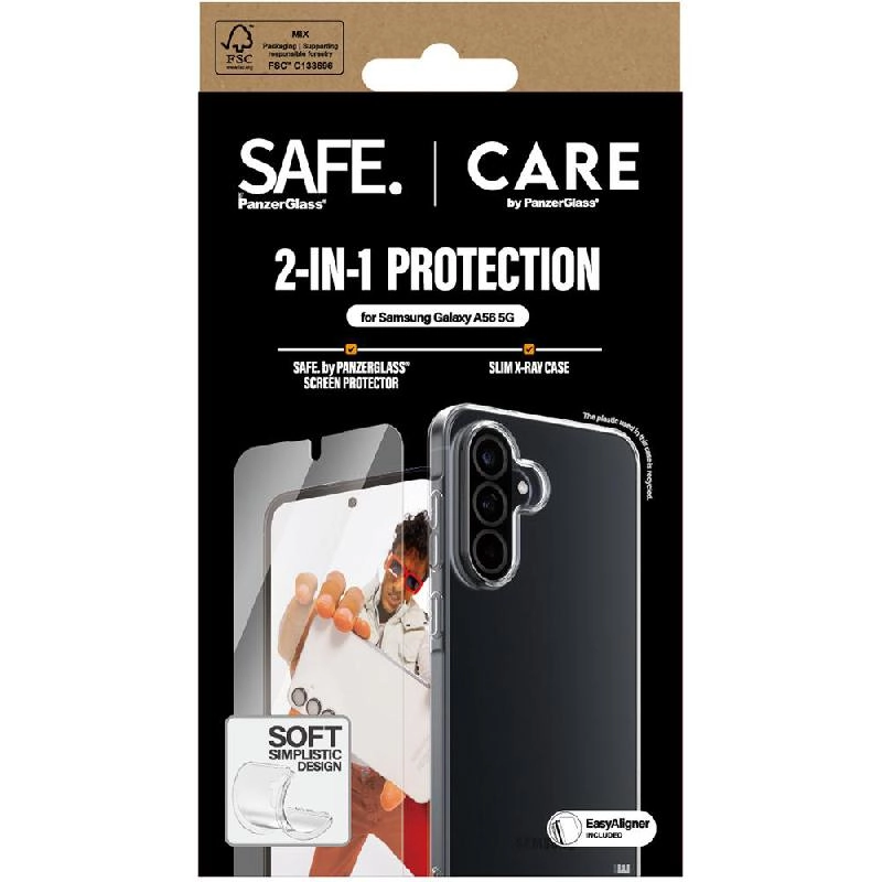 CARE X-Ray Soft Clear Case - Clear + SAFE Tempered Glass Ultra Wide Fit Smartphone Case - Ultra Wide Fit for Samsung Galaxy A26 5G
