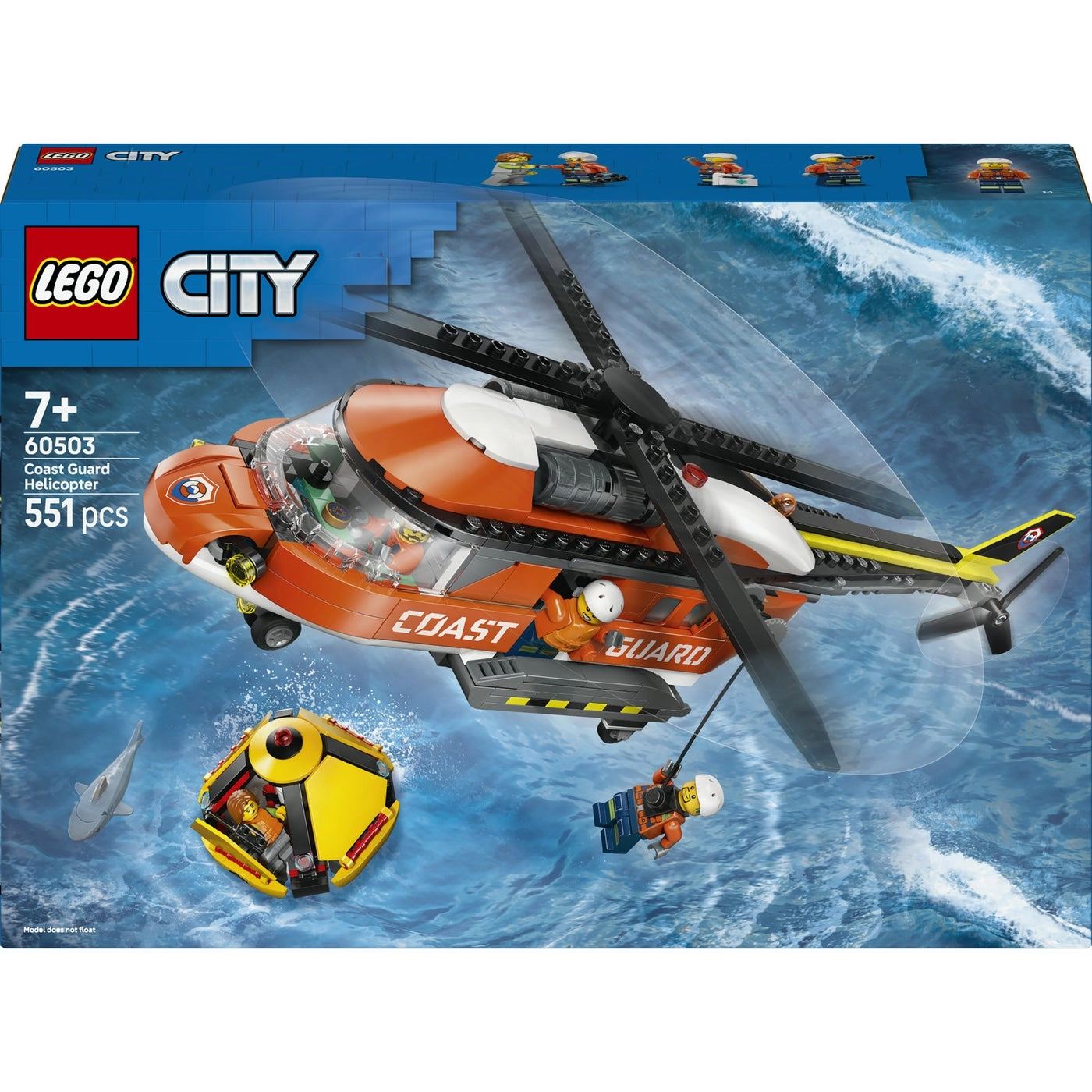 City Coast Guard Helicopter - Emergency Vehicle 4 Minifigures