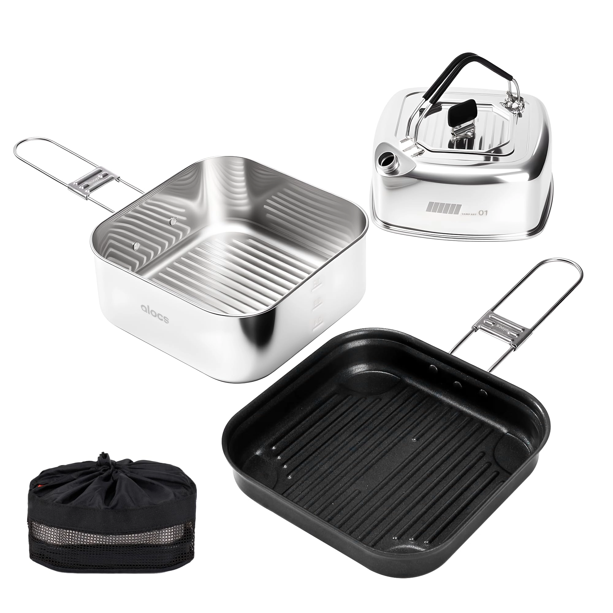Camping Cookware Set - 3 3.5L 2.2L