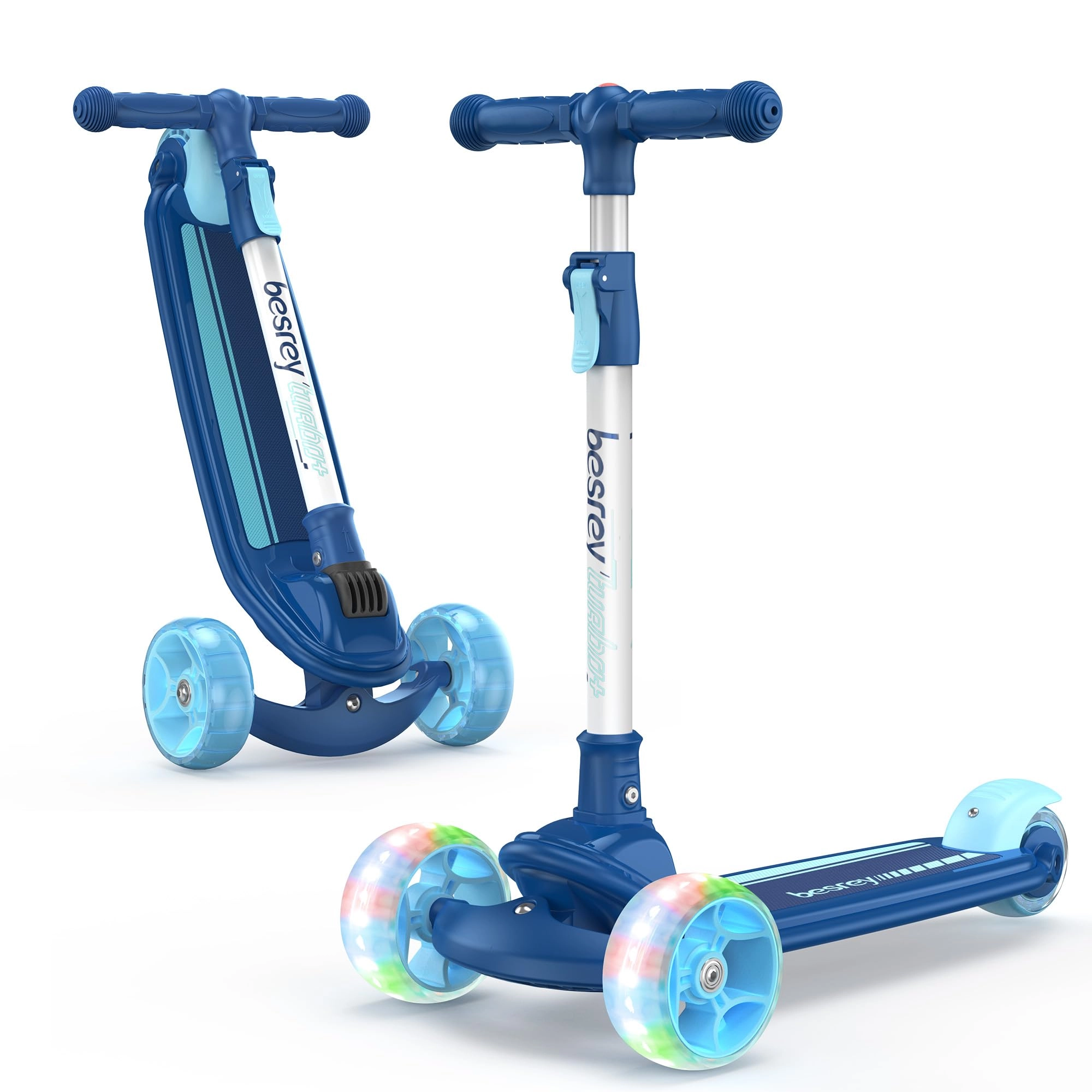 besrey Kinder Roller 3-Wheel Kick Scooter – LED Foldable