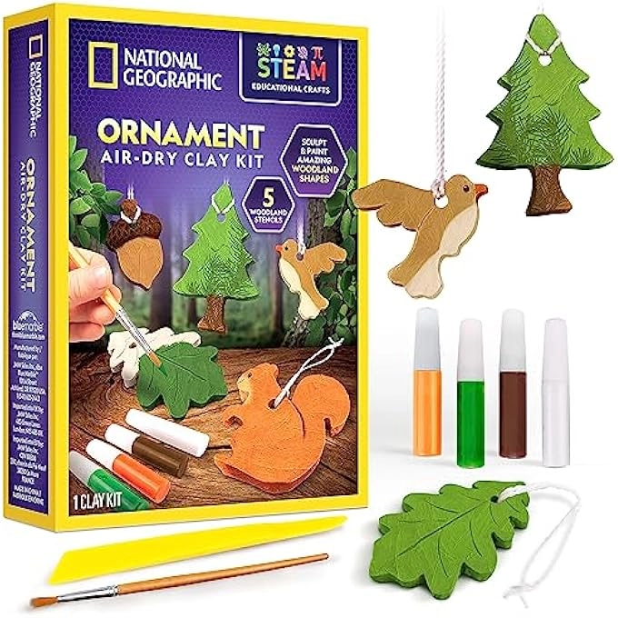 ORNAMENT AIR DRY CLAY - KIDS ARTS AND CRAFTS STENCILS AND CLAY TOOLS