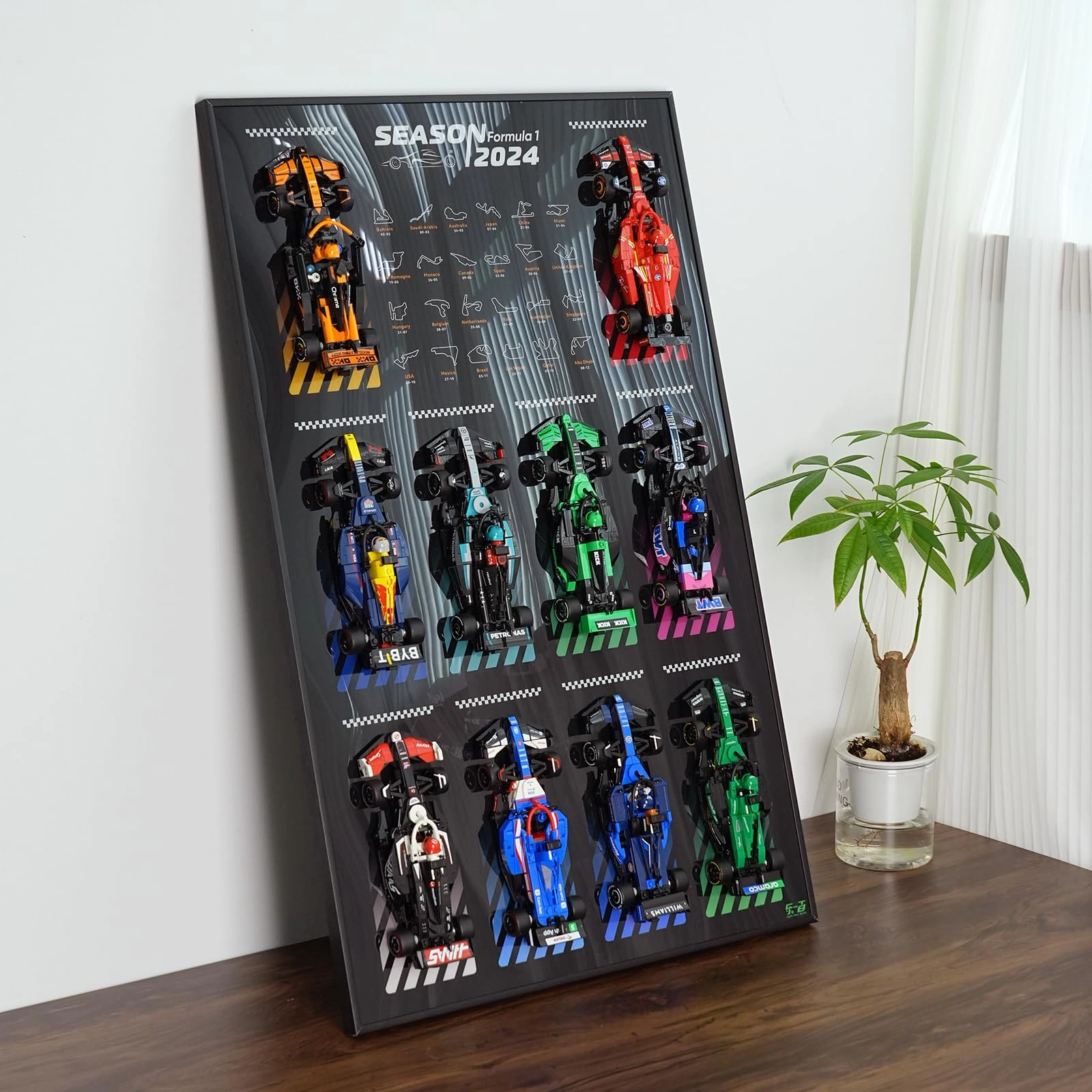 cooldac Display Wallboard for Lego Speed Champions Ultimate Formula 1 Collector's Pack - Wall Mount 50 x 3.5 x 80 cm