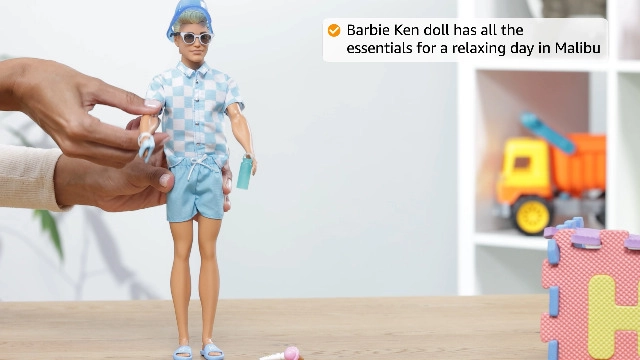 Ken Doll - Male Blonde Blue Button Down And Swim Trunks Ages 3+