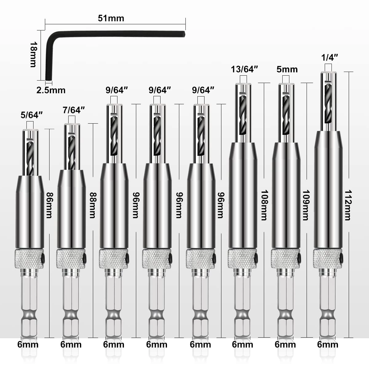 Titanium Twist Drill Bit Set - Titanium 16 Pcs 1/16"-1/4"