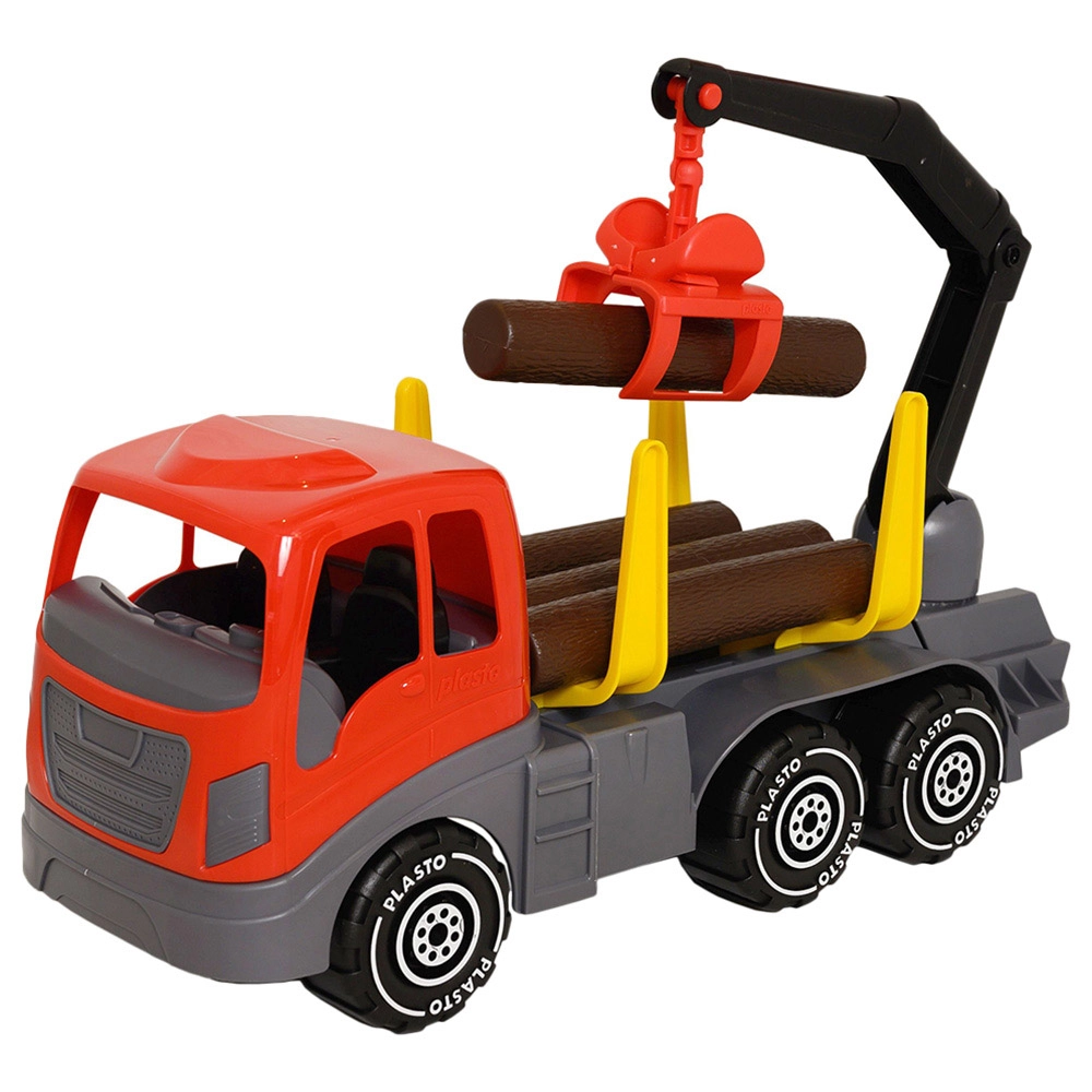 Plasto Timber Truck - 45 cm with Crane and Logs
