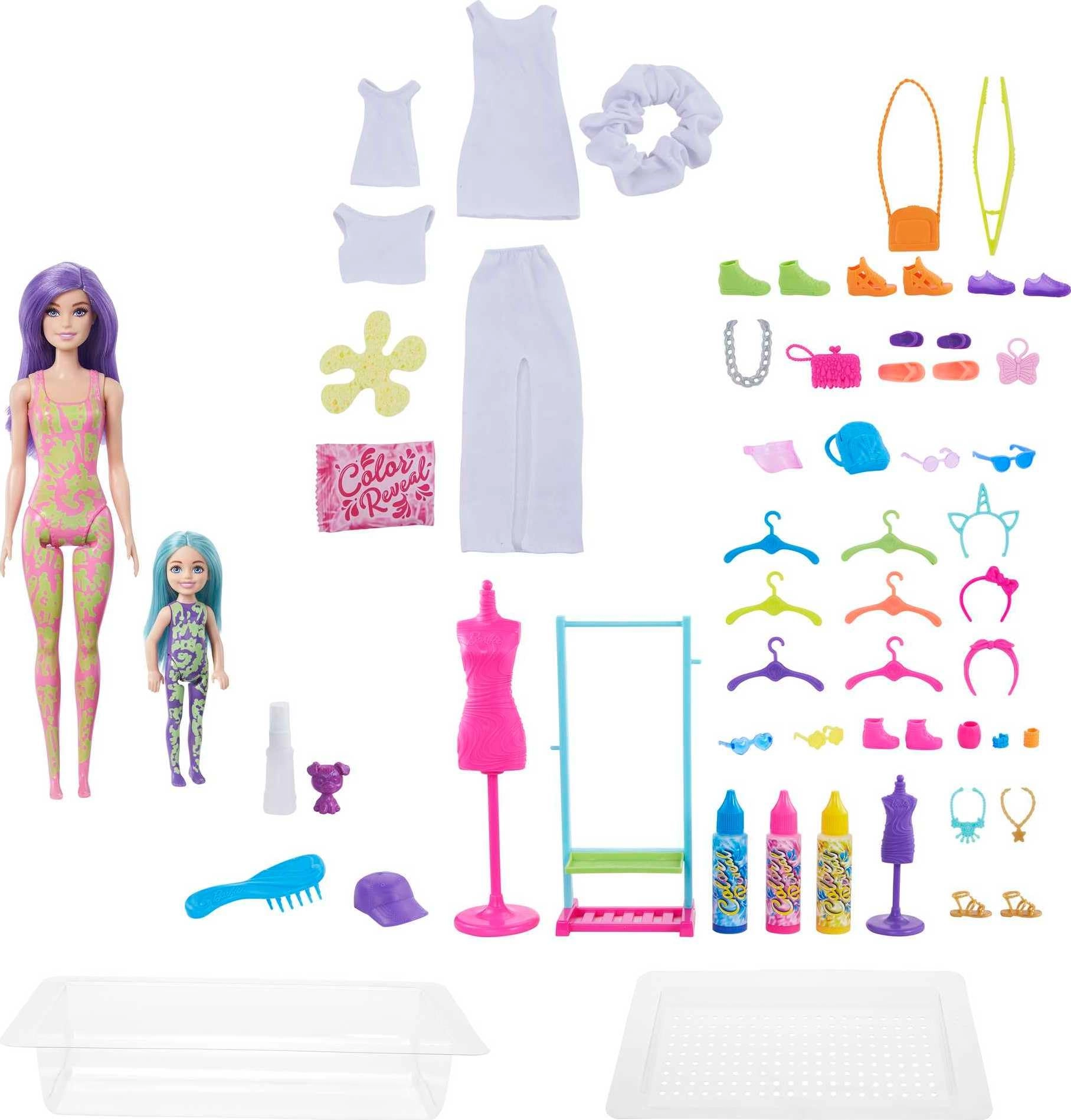 Barbie Color Reveal Tie-Dye Fashion Maker - 2 Dolls 53 Pieces Ages 48+ Gift Set