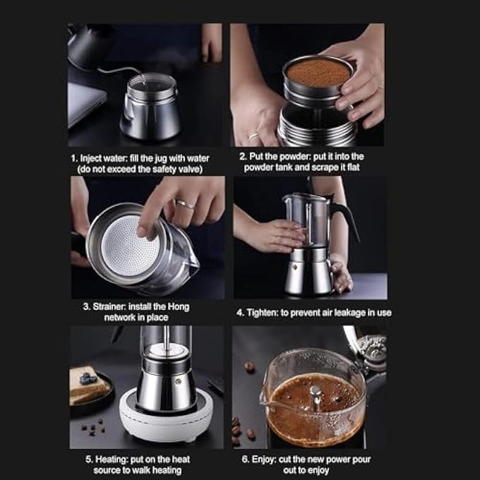 Moka Pot - 6 Cup Stainless Steel Stovetop