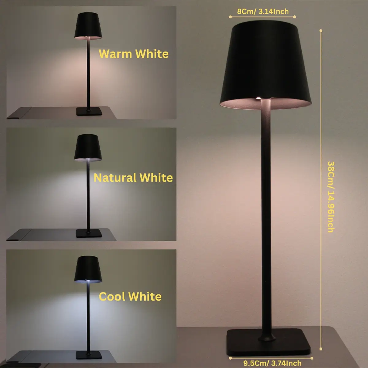 Cordless USB Rechargable Dimmable Table Lamp - 5 W 4000mAh