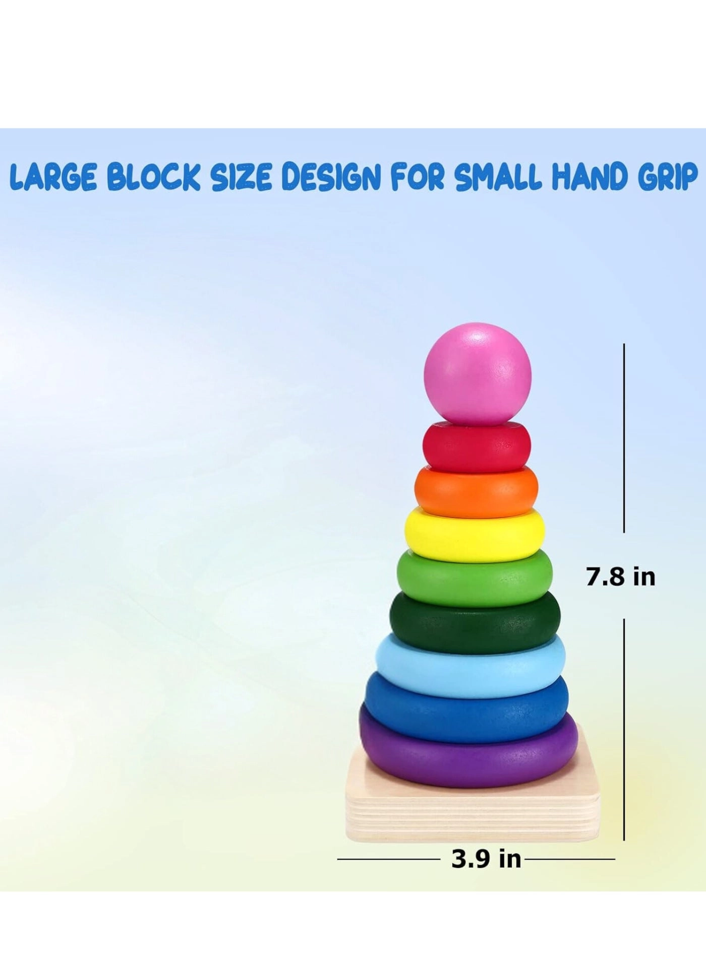 Wooden Rainbow Stacking Toy - 1-3 Year Old