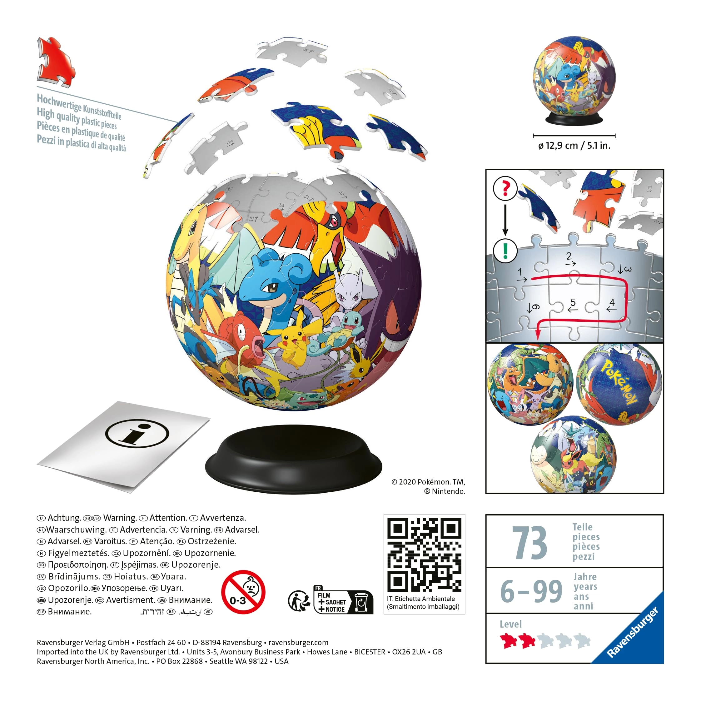 Pokemon 3D Puzzle Ball (11785) - 72 pcs