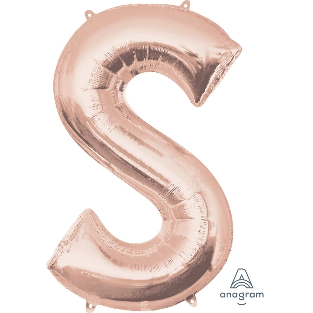 Party Zone Letter S Foil Balloon - 35-Inch Rose Gold