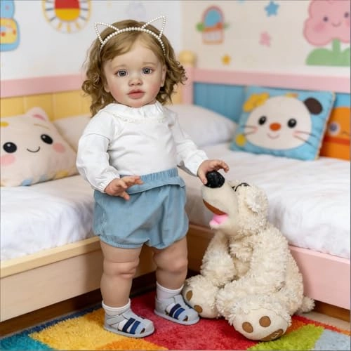 Pippa Reborn Baby Doll - 26 inch Cotton Vinyl Hand-rooted Curly Hair Ages 3+