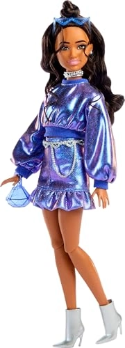 Barbie Deluxe Style - Wavy Brown Hair Metallic Blue Top and Skirt Ages 4+