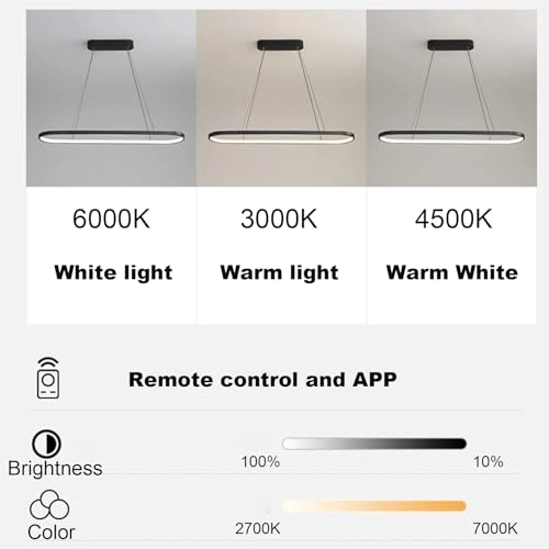 Hanging Dining Table Oval LED Lamp - 200 cm