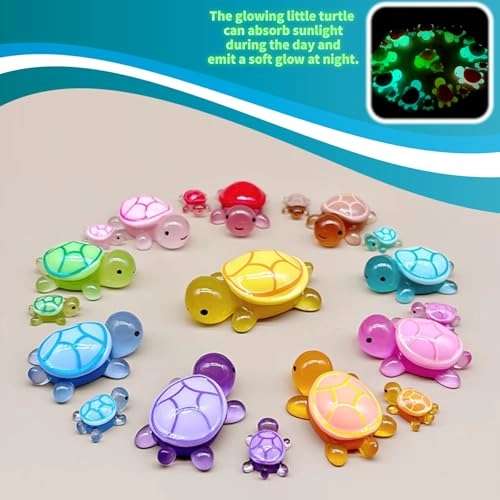 Glow in The Dark 3D Resin Turtles - 5 pcs